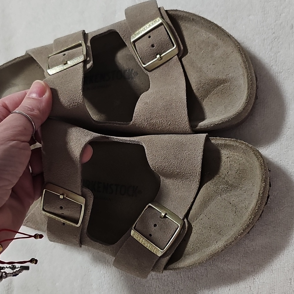Birkenstock Arizona Sandels Suede Leather - Taupe Size 40 - Picture 10 of 16